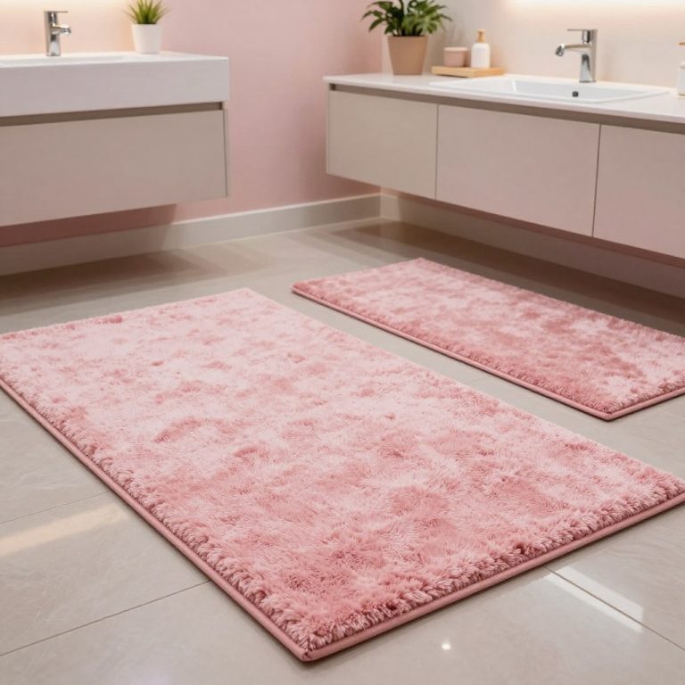 Pink rugs for bathroom