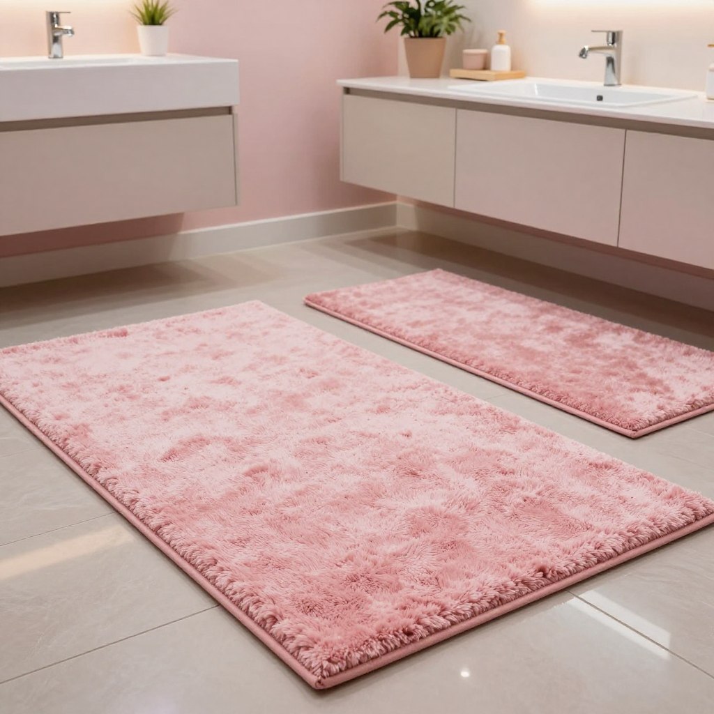 Pink rugs for bathroom