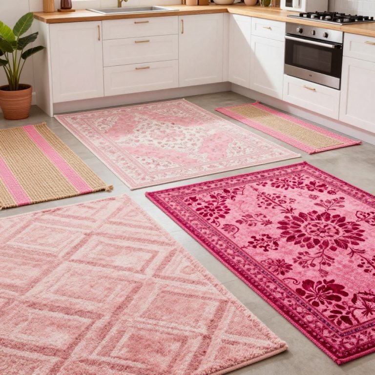 Pink rugs for kitchen